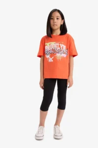 DeFacto Oversize Wide Pattern Printed Crew Neck Short Sleeve T-Shirt Girl Child - Image 2