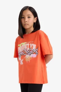 DeFacto Oversize Wide Pattern Printed Crew Neck Short Sleeve T-Shirt Girl Child - Image 3