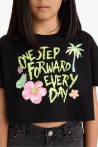 DeFacto Crop Crew Neck Printed Short Sleeve T-Shirt Girl Child - Image 5