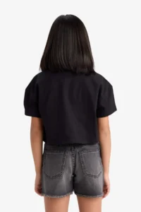DeFacto Crop Crew Neck Printed Short Sleeve T-Shirt Girl Child - Image 6