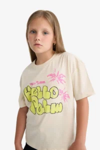 DeFacto Relax Fit Printed Crew Neck Short Sleeve T-Shirt Girls - Image 5