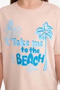 DeFacto Relax Fit Palm Tree Printed Crew Neck Short Sleeve T-Shirt for Girls - Image 6