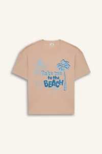 DeFacto Relax Fit Palm Tree Printed Crew Neck Short Sleeve T-Shirt for Girls - Image 8