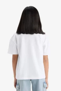 DeFacto Relax Fit Crew Neck Printed Short Sleeve T-Shirt Girls - Image 7