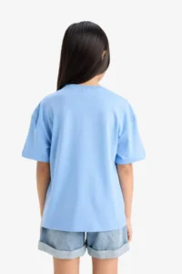 DeFacto Relax Fit Crew Neck Printed Short Sleeve T-Shirt Girls - Image 6