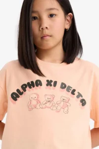 DeFacto Relax Fit Printed Crew Neck Short Sleeve T-Shirt Girls