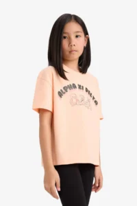 DeFacto Relax Fit Printed Crew Neck Short Sleeve T-Shirt Girls - Image 3