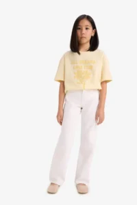 DeFacto Oversize Wide Fit Crew Neck Printed Short Sleeve T-Shirt Girl Child - Image 2