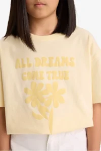 DeFacto Oversize Wide Fit Crew Neck Printed Short Sleeve T-Shirt Girl Child - Image 5