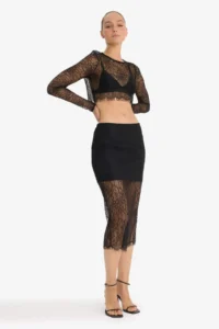 DeFacto Slim Fit Slim Fit Lined Midi Lace Skirt - Image 2