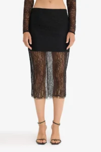 DeFacto Slim Fit Slim Fit Lined Midi Lace Skirt - Image 4