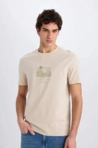 DeFacto 100% Cotton Regular Fit Crew Neck Printed Short Sleeve T-Shirt - Image 4