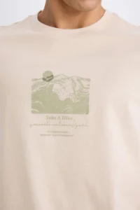 DeFacto 100% Cotton Regular Fit Crew Neck Printed Short Sleeve T-Shirt - Image 5
