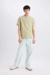 DeFacto 100% Cotton Regular Fit Crew Neck Printed Short Sleeve T-Shirt - Image 2