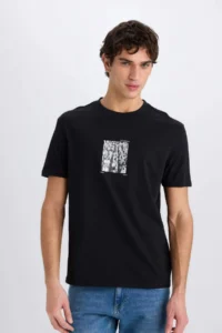 DeFacto 100% Cotton Regular Fit Crew Neck Printed Short Sleeve T-Shirt - Image 3