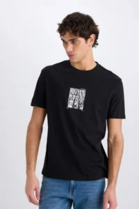 DeFacto 100% Cotton Regular Fit Crew Neck Printed Short Sleeve T-Shirt - Image 4