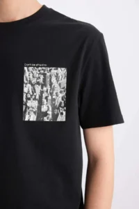 DeFacto 100% Cotton Regular Fit Crew Neck Printed Short Sleeve T-Shirt - Image 4