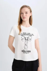 DeFacto 100% Cotton Regular Fit Printed T-Shirt - Image 3