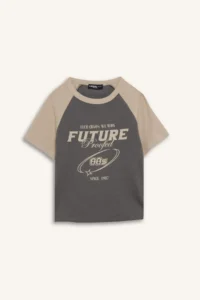 DeFacto Fitted Crew Neck Printed Ribbed Camisole Short Sleeve T-Shirt - Image 6