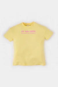DeFacto Crew Neck Printed Short Sleeve T-Shirt for Baby Girl