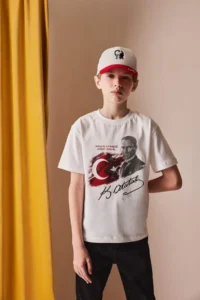 DeFacto Crew Neck Ataturk Printed Short Sleeve T-Shirt Boy - Image 3