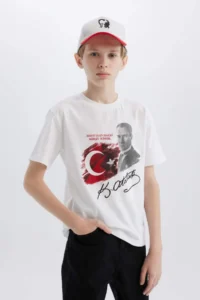 DeFacto Crew Neck Ataturk Printed Short Sleeve T-Shirt Boy - Image 4