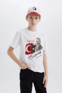 DeFacto Crew Neck Ataturk Printed Short Sleeve T-Shirt Boy - Image 6