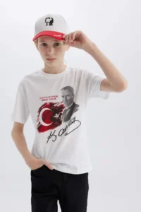 DeFacto Crew Neck Ataturk Printed Short Sleeve T-Shirt Boy - Image 7
