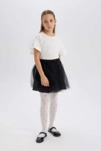 DeFacto Crew Neck Printed Short Sleeve T-Shirt Girls - Image 2