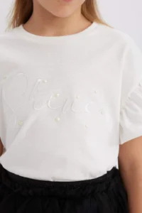 DeFacto Crew Neck Printed Short Sleeve T-Shirt Girls - Image 5