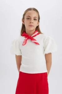DeFacto Crew Neck Ribbed Camisole Short Sleeve T-Shirt Girls - Image 7