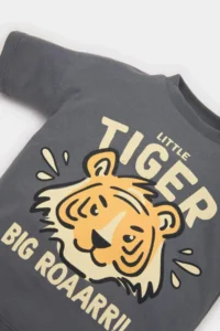 DeFacto Tiger Printed Short Sleeve T-Shirt Baby Boy - Image 2