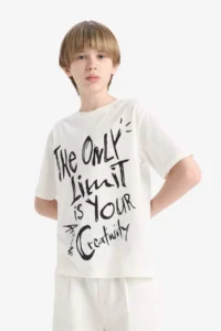 DeFacto Crew Neck Printed Short Sleeve T-Shirt Boy - Image 4