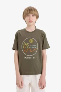 DeFacto Crew Neck Embroidered Short Sleeve T-Shirt Boy - Image 3