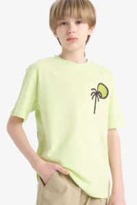 DeFacto Crew Neck Back Printed Short Sleeve T-Shirt Boy - Image 3