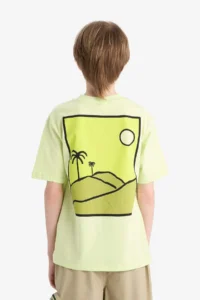 DeFacto Crew Neck Back Printed Short Sleeve T-Shirt Boy - Image 7