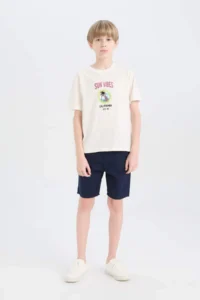 DeFacto Crew Neck Back Printed Short Sleeve T-Shirt Boy - Image 2