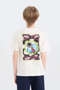 DeFacto Crew Neck Back Printed Short Sleeve T-Shirt Boy - Image 6