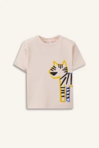 DeFacto Crew Neck Printed Short Sleeve T-Shirt for Baby Boy