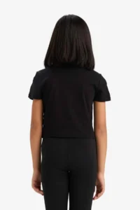 DeFacto Slim Fit Narrow Cut Crew Neck Printed Ribbed Camisole Short Sleeve T-Shirt Girl Child - Image 6