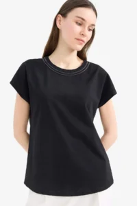 DeFacto 100% Cotton Basic Flared T-Shirt