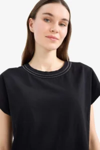 DeFacto 100% Cotton Basic Flared T-Shirt - Image 4