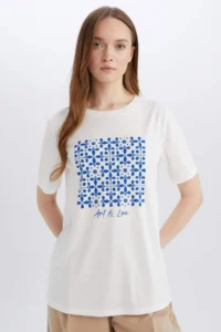 DeFacto Regular Fit Crew Neck Ethnic Patterned Short Sleeve T-Shirt