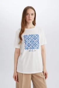 DeFacto Regular Fit Crew Neck Ethnic Patterned Short Sleeve T-Shirt - Image 3