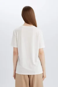 DeFacto Regular Fit Crew Neck Ethnic Patterned Short Sleeve T-Shirt - Image 5