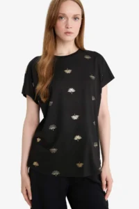 DeFacto Regular Fit Crew Neck Patterned Short Sleeve T-Shirt