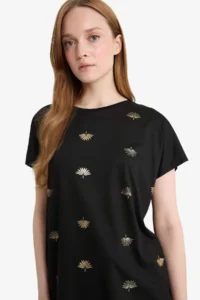 DeFacto Regular Fit Crew Neck Patterned Short Sleeve T-Shirt - Image 4