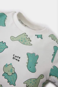 DeFacto 100% Cotton Dinosaur Printed Elastic Waist Pajama Set for Baby Boy - Image 3