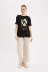 DeFacto Regular Fit Crew Neck Printed Short Sleeve T-Shirt - Image 2