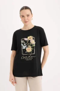 DeFacto Regular Fit Crew Neck Printed Short Sleeve T-Shirt - Image 3